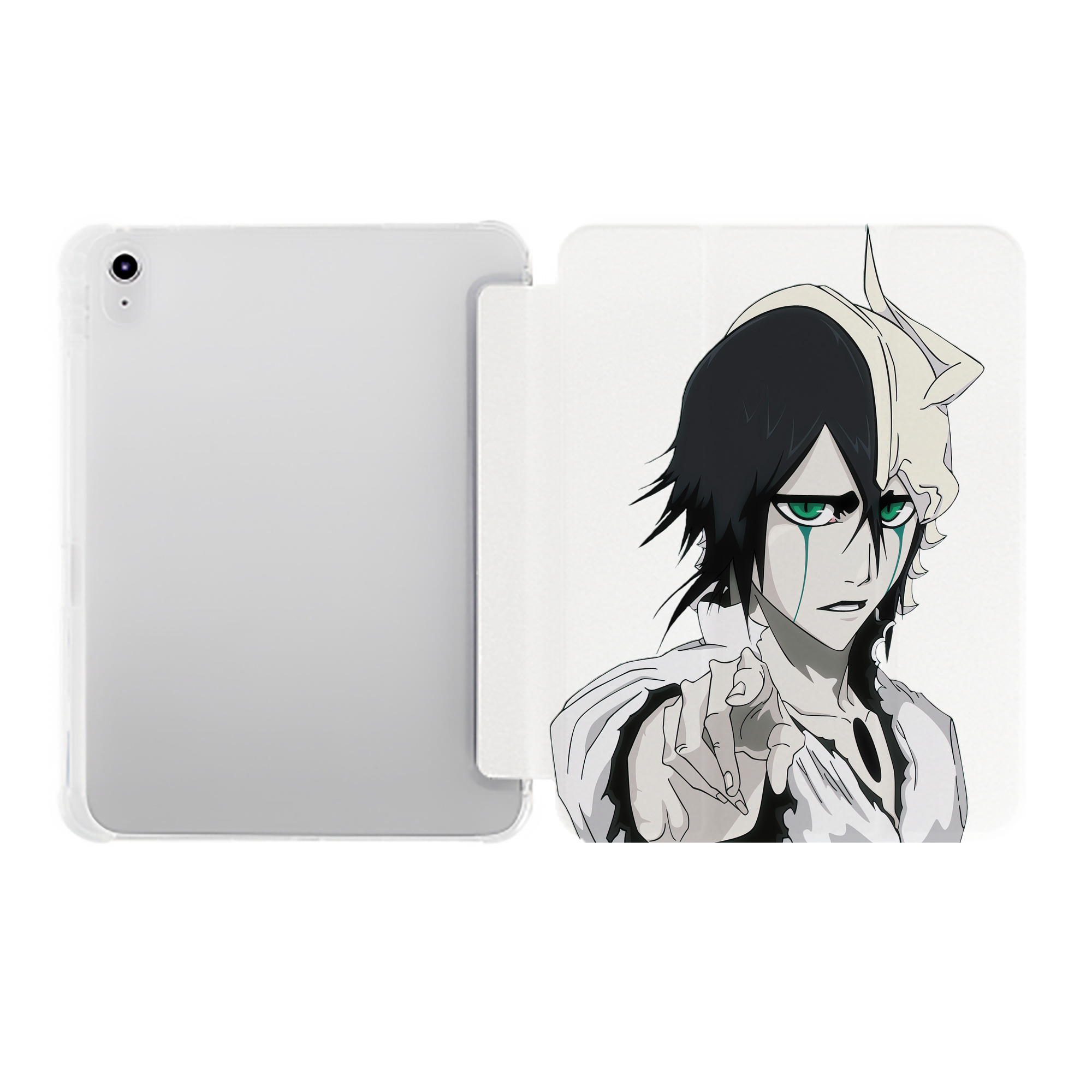 （画像用） ブリーチ ウルキオラ·シファー BLEACH Ulquiorra cifer IPad ケース ペン収納付き 三つ折りスタンド PUレザー×シリコン 対応機種9.5/10.5/10.9インチ